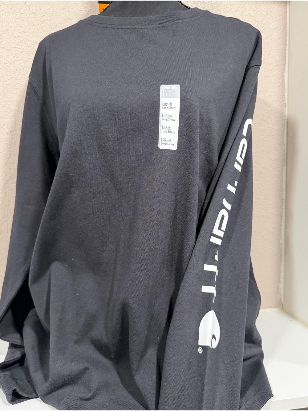 Carhartt Black Long Sleeve Tee with White Sleeve Logo